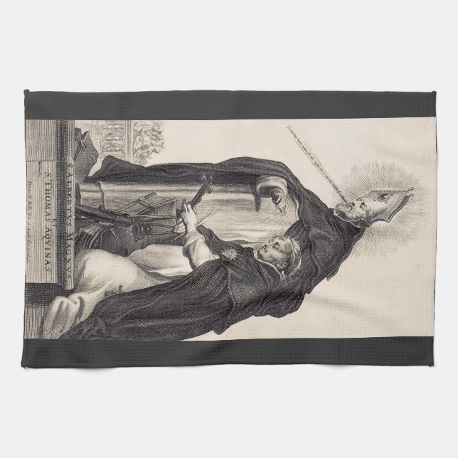 Sts. Albert the Great and Thomas Aquinas Fine Art Tea Towel (Horizontal)