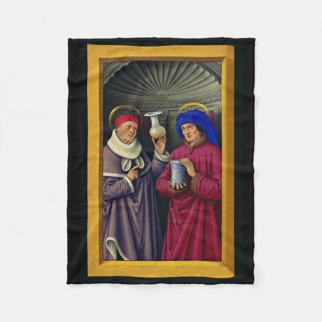Sts. Cosmas and Damian Patron Saints of Healthcare Fleece Blanket (Front)