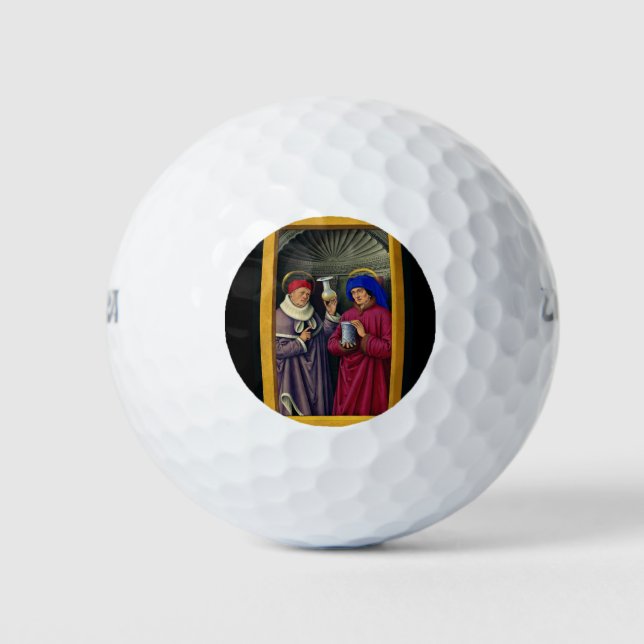 Sts. Cosmas and Damian Patron Saints of Healthcare Golf Balls (Front)