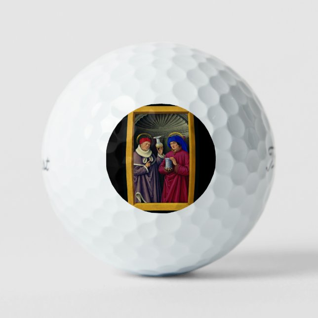 Sts. Cosmas and Damian Patron Saints of Healthcare Golf Balls (Front)