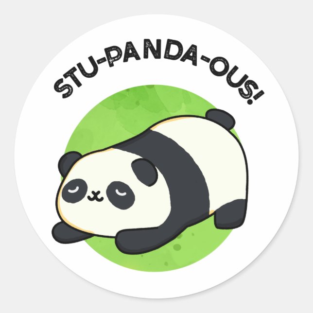 Stu-panda-ous Funny Panda Pun  Classic Round Sticker (Front)