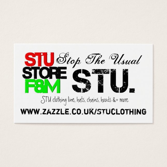 STU. Store Promoting Buisness Cards (Front)
