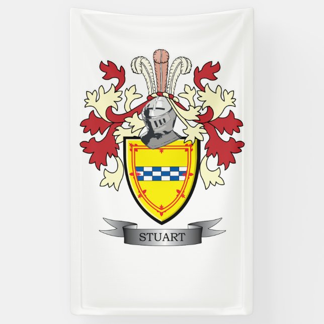 Stuart Family Crest Coat of Arms Banner (Vertical)