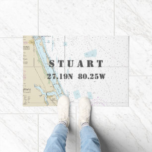 Stuart Florida Latitude Longitude Nautical Boating Doormat