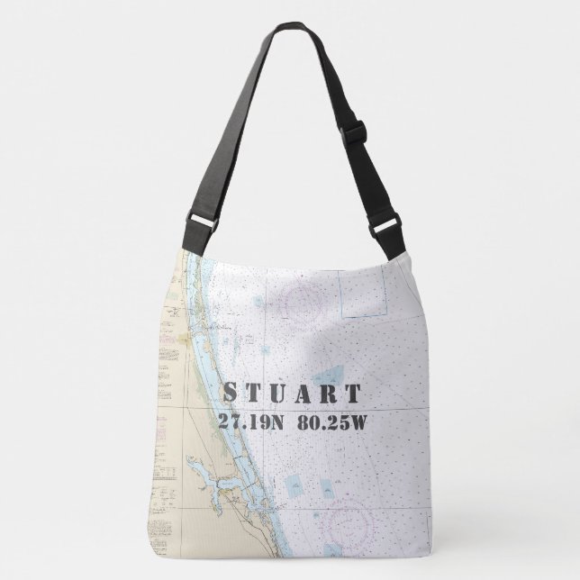 Stuart Florida Latitude Longitude Nautical Theme Crossbody Bag (Front)
