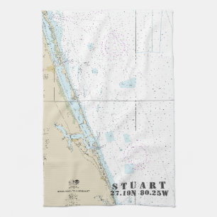 Stuart Florida Nautical Chart Latitude Longitude Tea Towel