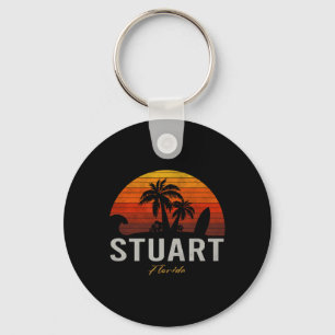 Stuart Florida Retro Surfer Vintage Beach Key Ring