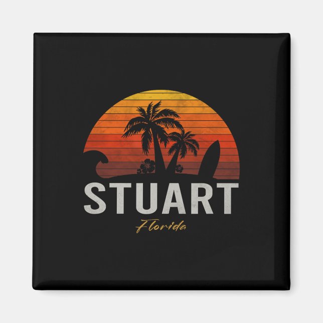 Stuart Florida Retro Surfer Vintage Beach  Magnet (Front)