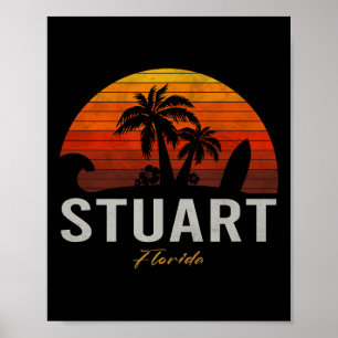 Stuart Florida Retro Surfer Vintage Beach Poster