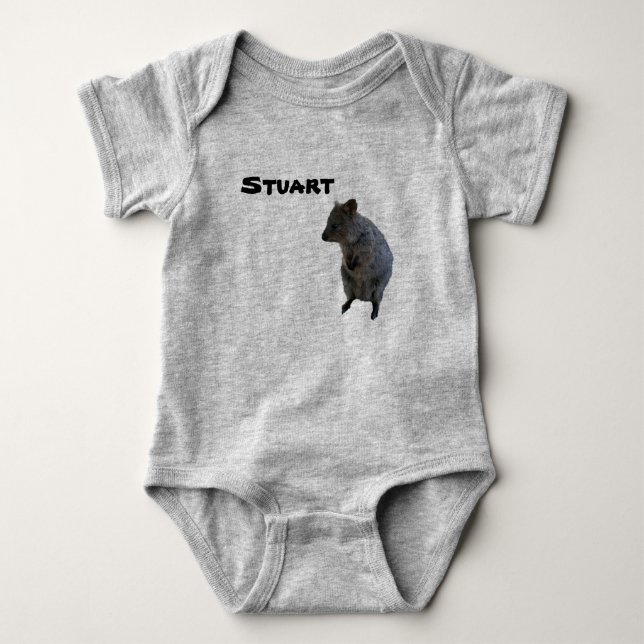 Stuart Name With Aussie Quokka, Baby Bodysuit (Front)