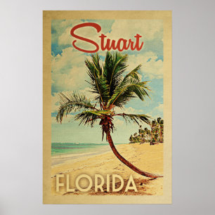 Stuart Palm Tree Vintage Travel Poster