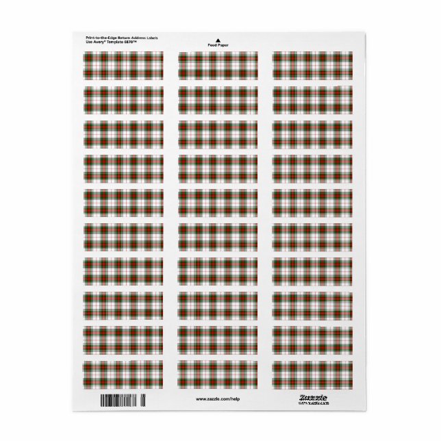 Stuart / Stewart tartan white red green plaid (Full Sheet)