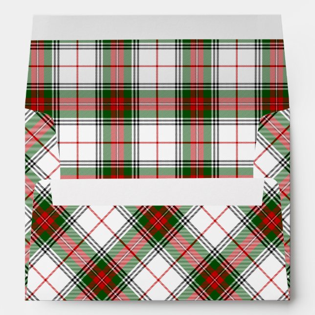 Stuart / Stewart tartan white red green plaid Envelopes (Back (Bottom))