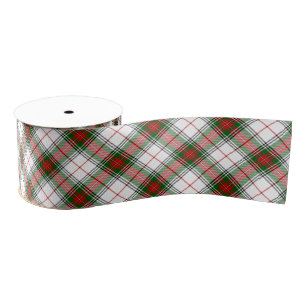 Stuart / Stewart tartan white red green plaid Grosgrain Ribbon