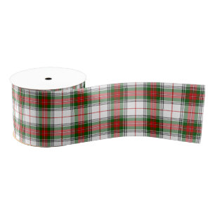 Stuart / Stewart tartan white red green plaid Grosgrain Ribbon