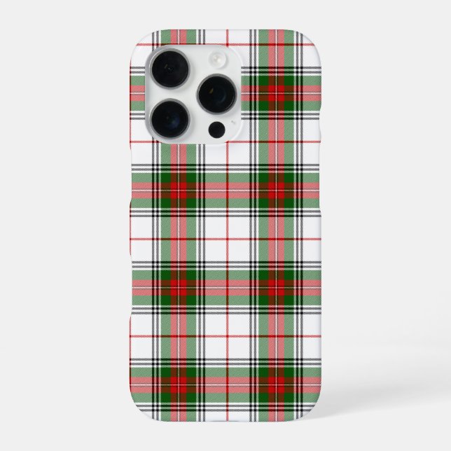 Stuart / Stewart tartan white red green plaid iPhone Case (Back)