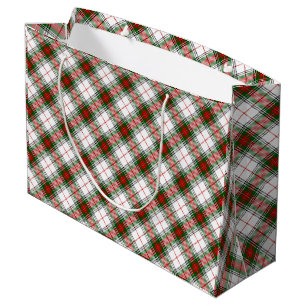 Stuart / Stewart tartan white red green plaid Large Gift Bag