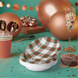 Stuart / Stewart tartan white red green plaid Paper Plate