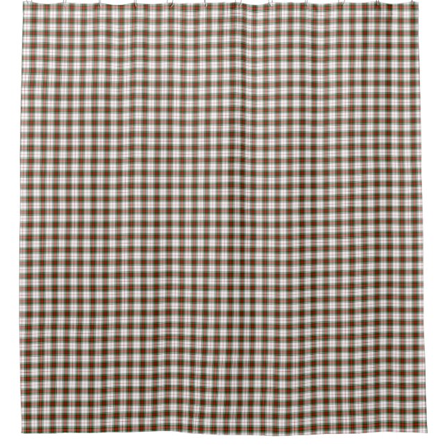Stuart / Stewart tartan white red green plaid Shower Curtain (Front)
