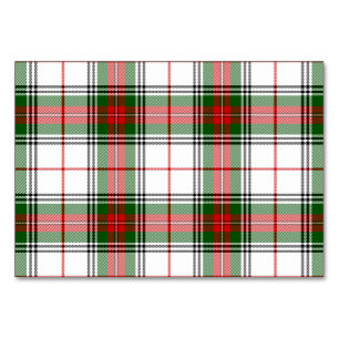 Stuart / Stewart tartan white red green plaid Table Number