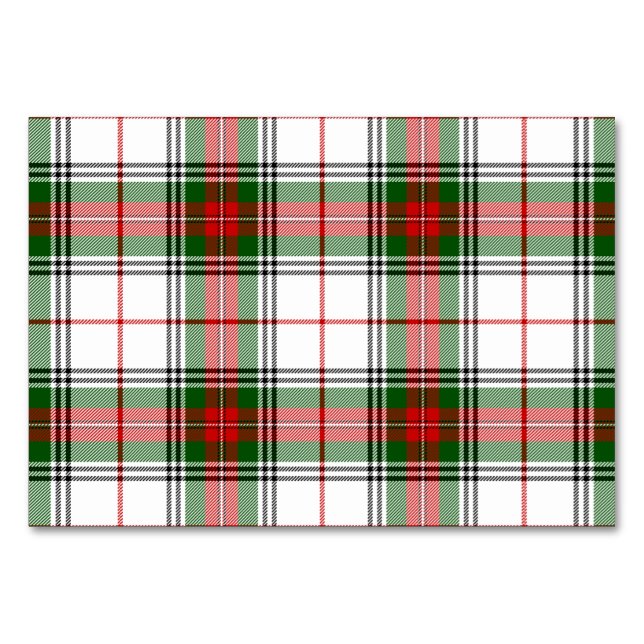 Stuart / Stewart tartan white red green plaid Table Number (Front)