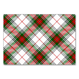 Stuart / Stewart tartan white red green plaid Table Number