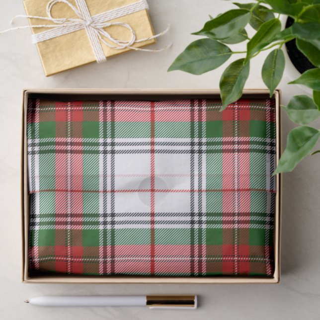 Stuart / Stewart tartan white red green plaid Tissue Paper (Gift)