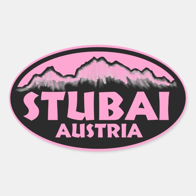 Stubai Austria pink oval stickers (Front)