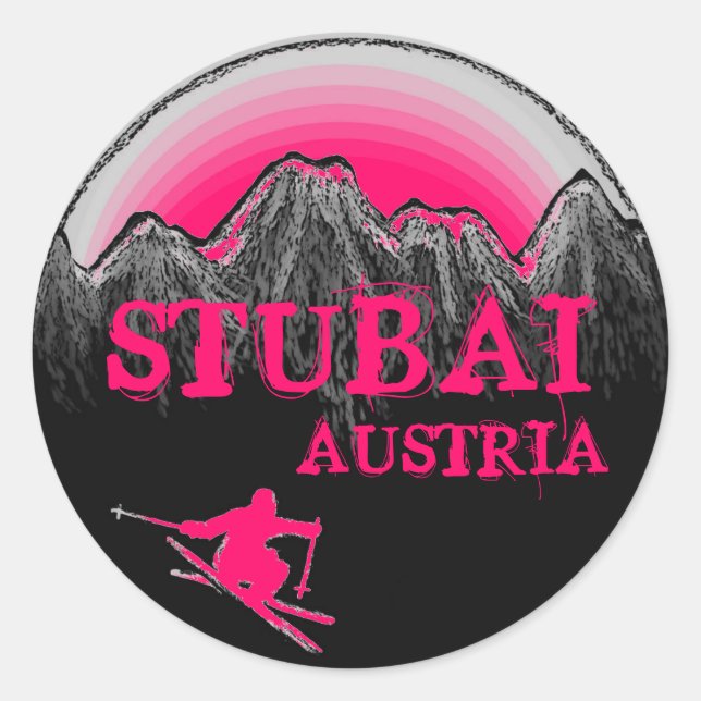 Stubai Austria pink ski stickers (Front)