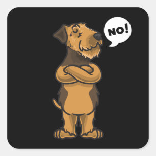 Stubborn Airedale Terrier Dog Square Sticker