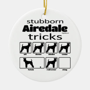 Stubborn Airedale Terrier Tricks Ceramic Tree Decoration