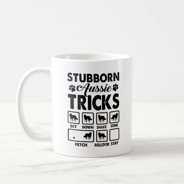 Stubborn Australian Shepherd Tricks Mug (Left)