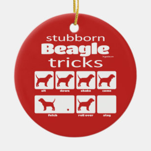 Stubborn Beagle Tricks Ceramic Tree Decoration