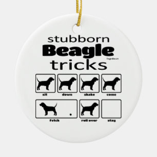 Stubborn Beagle Tricks Ceramic Tree Decoration