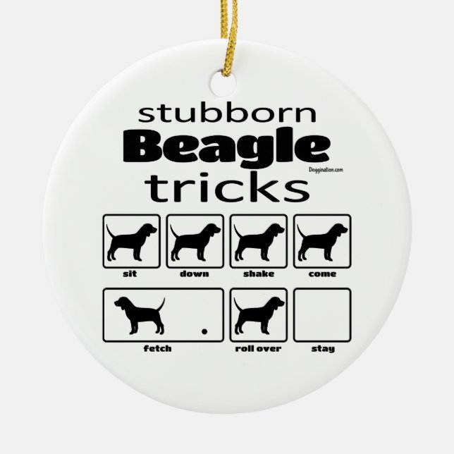 Stubborn Beagle Tricks Ceramic Tree Decoration (Front)