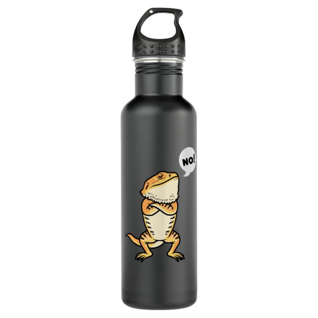 Stubborn Bearded Dragon Pogona Reptile Lizard 710 Ml Water Bottle (Front)