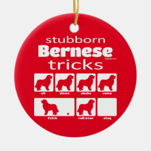 Stubborn Bernese Tricks Ceramic Tree Decoration