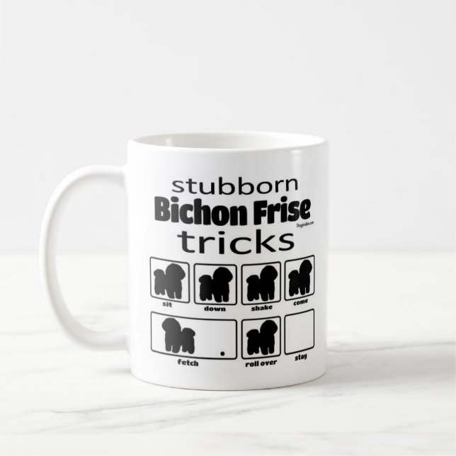 Stubborn Bichon Frise Tricks Coffee Mug (Left)
