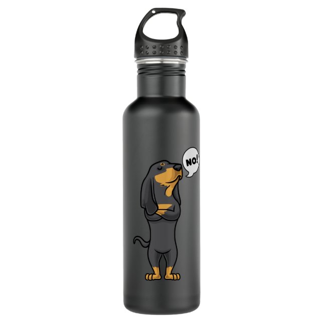 Stubborn Black and Tan Coonhound Dog 710 Ml Water Bottle (Front)