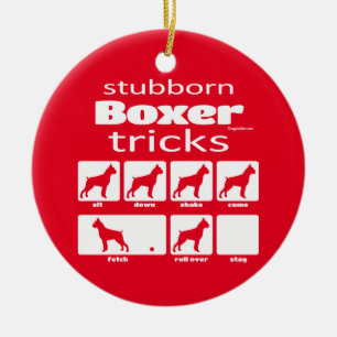 Stubborn Boxer Tricks Ceramic Tree Decoration