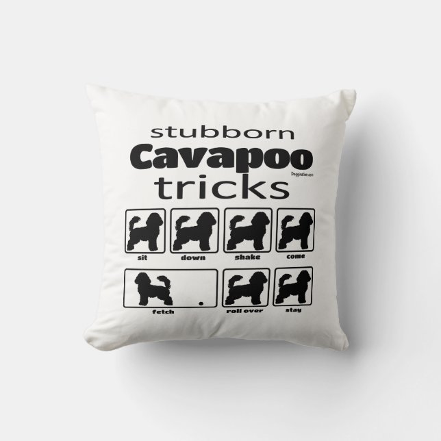 Stubborn Cavapoo Tricks Cushion (Front)