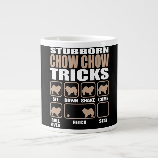 Stubborn Chow Chow Tricks design Large Coffee Mug (Front)