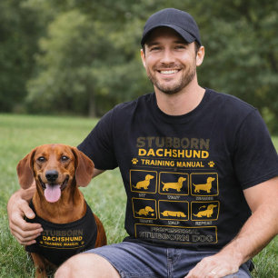 Stubborn Dachshund Training Manual Retro Dog Art T-Shirt