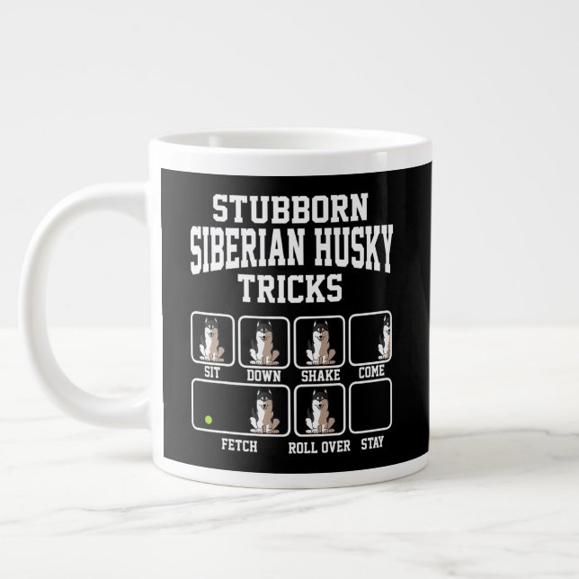 Stubborn Dog Tricks Siberian Husky Dog Mum Tricks Large Coffee Mug (Left)