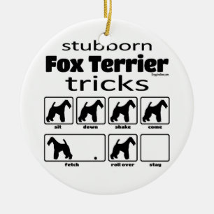 Stubborn Fox Terrier Tricks Ceramic Tree Decoration