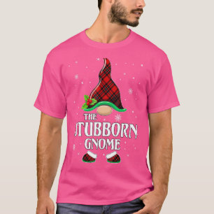 Stubborn Gnome Red Plaid Matching Family Christmas T-Shirt