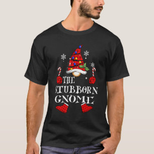 Stubborn Gnome Red Plaid Matching Family Christmas T-Shirt