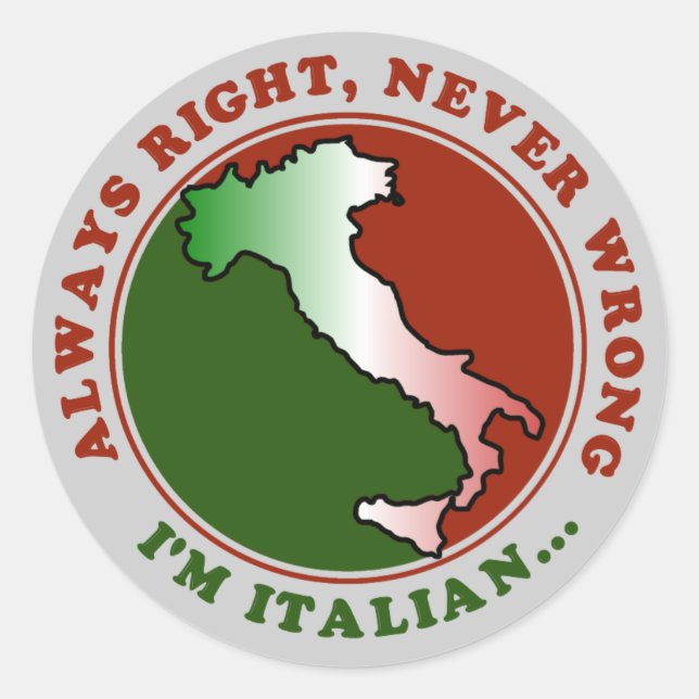 Stubborn Italian Funny Classic Round Sticker (Front)