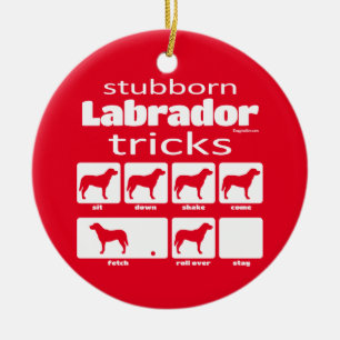 Stubborn Labrador Tricks Ceramic Tree Decoration
