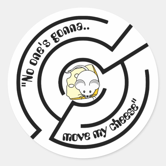 Stubborn Mouse Cheese Maze Funny Classic Round Sticker (Front)